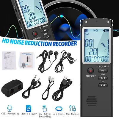 32GB Rechargeable LCD Digital Audio Sound Voice Recorder Dictaphone MP3 Player • $25.99