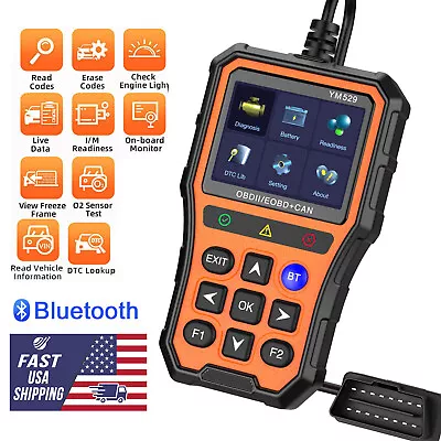 2024 YM529 Fault Code Reader Scanner OBD2 EOBD Diagnostic Scan Tool W/Bluetooth • $46.27