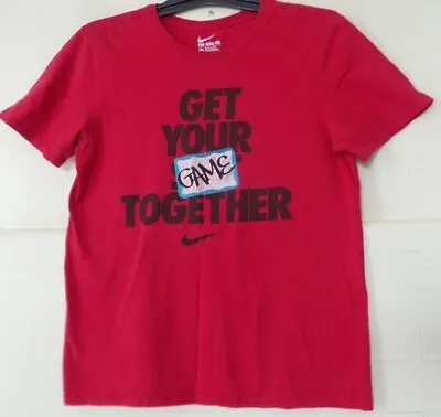 The Nike Tee Mens M Get Your Game Together Printed Red Athletic Dry Fit T Shirt • $9.74