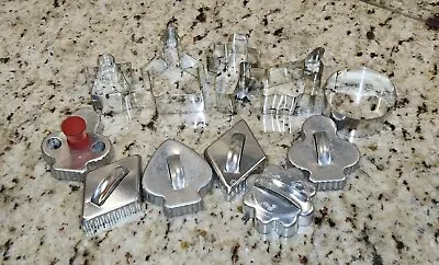 VINTAGE Metal Cookie Cutters Church Cross Flower Circle Various Shapes 11pc. • $10.44