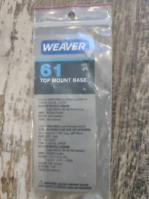 WEAVER 61 Top Mount Base Front Rear Rifle Scope Muzzle Loader Savage 48061 NEW • $8.75