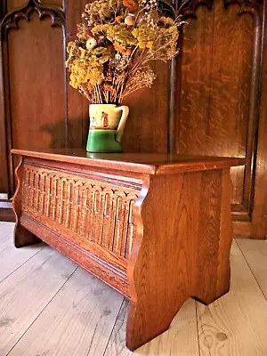 Arts And Crafts Oak Chest Blanket Box - Carved Oak • £195