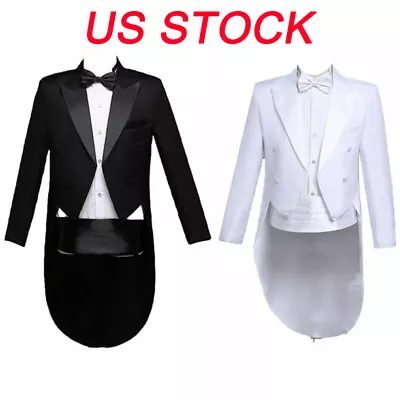 US Mens Tailcoat Gentlemen Formal Tuxedo Suit Blazer Swallow-Tailed Coat Suit • $37.93