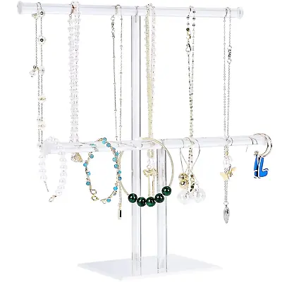 Acrylic Jewelry Display Holder Necklace Bracelet Hanging Organizer Clear 2-Tier • $6.92