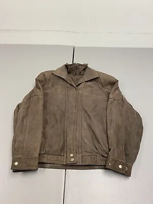Wilsons Mens Bomber Jacket Leather Thinsulate Brown M Full Zip Long Sleeves Coat • $59.95