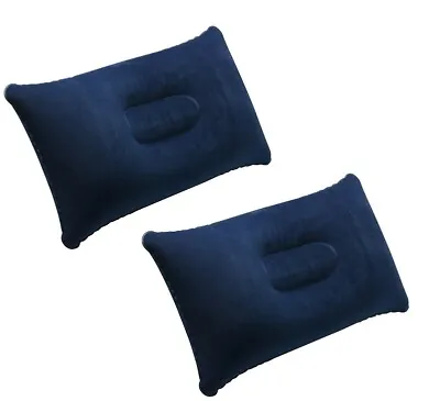 TRIXES Inflatable Pillow Travel & Camping Pillows X2 Blue NEW Twin Pack Pillows • £5.99