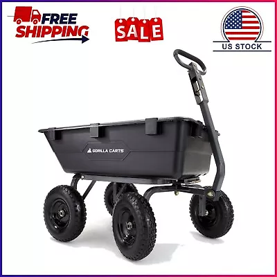 Gorilla Carts GOR6PS 1200-lb. Heavy-Duty Poly Garden Dump Cart With 13  Tires 4 • $174