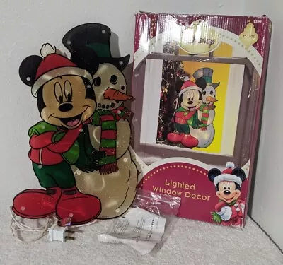 Christmas Mickey Snowman Light Up Display  15” Window Decor Vintage READ • $14.99