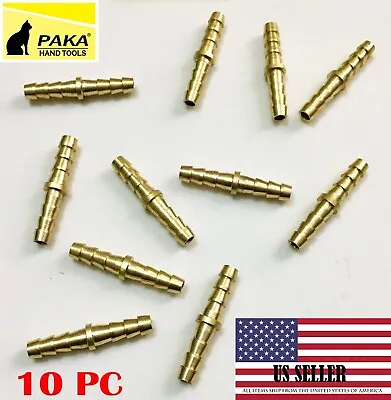 $12.99 • Buy 10PC - 3/16   Hose Barb Mender Union Splicer Brass Fitting Gas Fuel Water