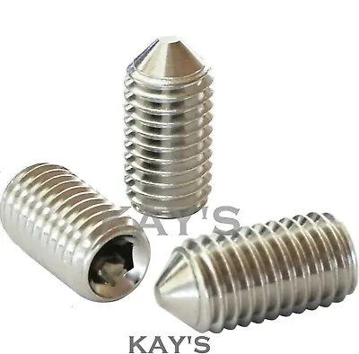 Cone Point Grub Screws Allen Key Socket M2 M2.5 M3 M4 M5 A2 Stainless Steel   • £3.10