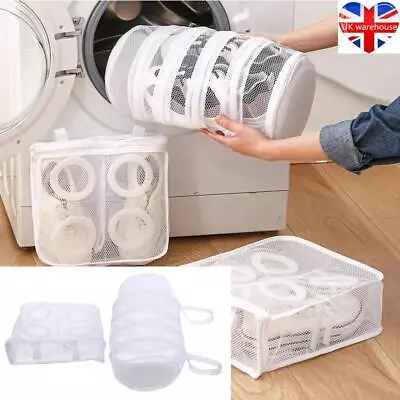 Mesh Laundry Bag Set Wit Zips For Trainers Shoe Delicate Washing Bags Hang • £6.27