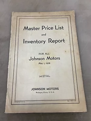 Vintage 1938 Johnson Outboard Boat Motor Master Parts List & Inventory Report • $19.99