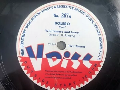 V-Disc #267 78rpm Single 12-inch Whittemore And Lowe (Seamen U.S. Navy) Two Pian • $25.99
