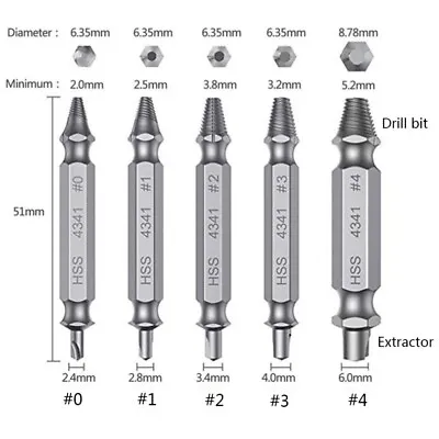 5pcs Damaged Screw Extractor Remover For Stripped Head Screws Nuts Bolts • £5.79