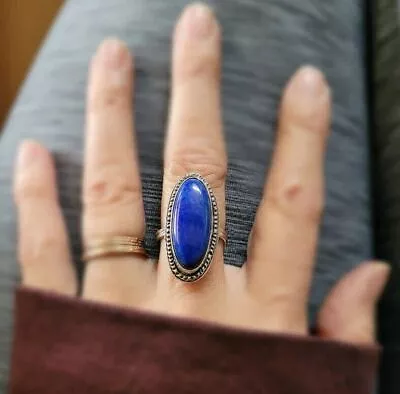Lapis Lazuli Stone Ring Solid 925 Sterling Silver Handmade Ring All Size MK616 • $13.30