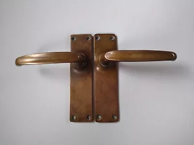 £25.99 • Buy PAIR OF VINTAGE 1930's ART DECO BRASS DOOR HANDLES SOLID BRASS ANTIQUE! 