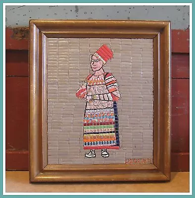 $350 • Buy Vintage Mid Century Modern Tile Mosaic Woman Portrait Wall Hanging