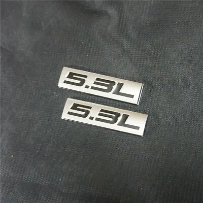 2x Chrome Black 5.3L Metal Decal Badge Sticker Emblem Sedan V8 Pickup Suv Engine • $13.98