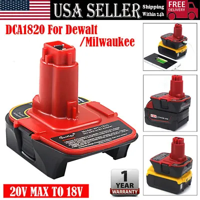 DIY Battery Adapter For Milwaukee M18 Li-ion Convert To Dewalt 18V Tools RED USA • $18.56