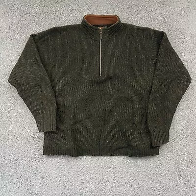 Vintage Alps Sweater Mens XL Green Knit Wool Quarter Zip 90s Pullover USA • $24.95