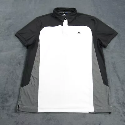 J Lindeberg Polo Shirt Mens XL Black White Regular Fit Athletic Performance Golf • $29.99
