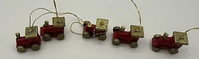 Vintage Miniature Christmas Holiday Wooden  Train Ornaments • $10