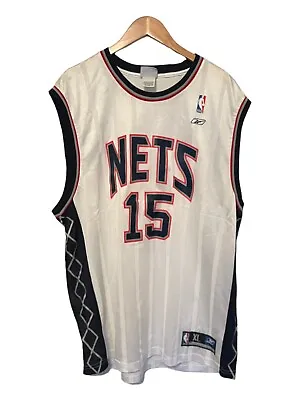 Rare Reebok Authentic NBA White New Jersey Nets Vince Carter Jersey Mens XL • $35