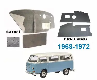 $169.90 • Buy VW Kombi Low Light Front Kick Panels And Black Carpet Kit Bus 1968-1972