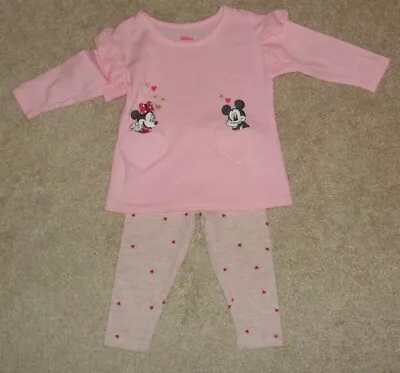 Disney Jr Minnie Mouse Baby Girls Leggings Shirt Outfit Size 12 Months NEW  • $11.99