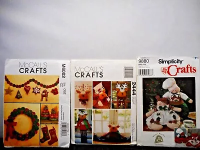 3 NEW Christmas Sewing Patterns Simplicity 9880 McCalls Crafts M6002 2444 Decor • $8.79