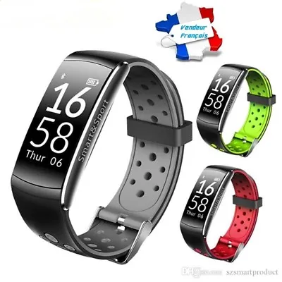 Watch Connected Black/Grey Smartwatch Strap Waterproof Bluetooth Android Apple • £27.60