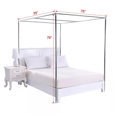 4 Corner Bed Canopy Frame Mosquito Netting Stainless Steel Bracket Bedroom Deco • $29.98