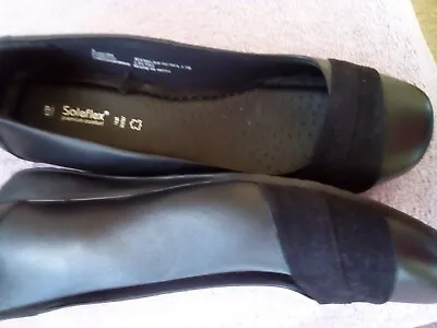 £5.99 • Buy Soleflex Flat Shoes Size 6 Black Genuine Leather 
