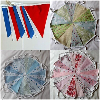 £3.95 • Buy Fabric Bunting Shabby Chic Vintage Rustic Wedding Party Handmade