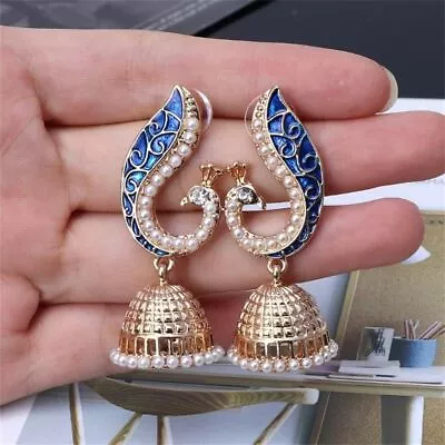 $3.63 • Buy New Ethnic Gypsy Jewelry Unique Peacock Earrings Indian Jhumka Jhumki Retro