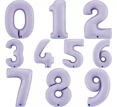 40  Satin Lilac Large Number Age Foil Balloons Helium 0-9 Birthday Party • £4.99