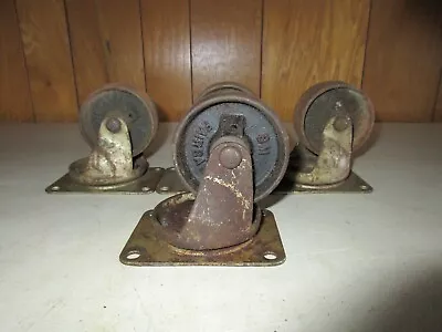 Set Of 4 Antique Vintage Cast Iron Factory Industrial Caster Cart Wheels • $39.99