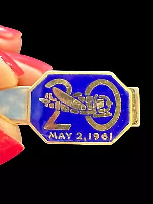 Vintage Goldtone & Enamel Bomber May 2 1961 Tie Clip • $6