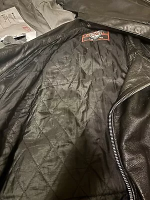 Vintage Black Leather Motorcycle BIKER Interstate Jacket Coat Mens M - L Size 38 • $23.82