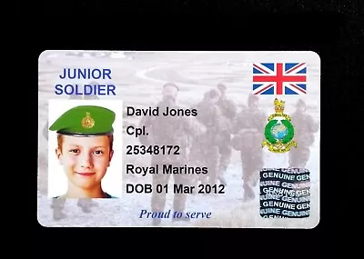 Personalised Child's Kids Soldier Royal Marines Commando Novelty Fake ID Card • $8.83