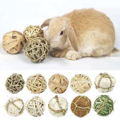 Pet Chew Toys Hamster Rabbit Guinea Pig Natural Grass Straw Woven Ball Toy HOT • £2.39