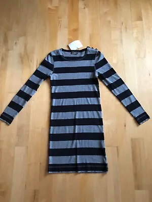 Malene Birger Nwt Womens Dress Small Grey Black Stripes Long Sleeve Knee Length • $18.99