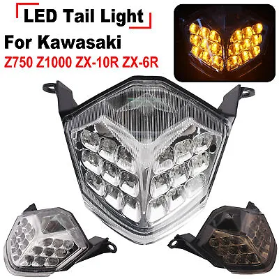 LED Brake Turn Signal Light For Kawasaki ZX10R 08-10 ZX-6R Z750 Z1000 Tail Lamp • £33.26
