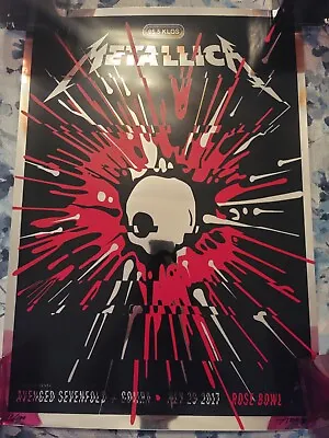 Metallica  A7x Metal Foil Poster # Signed 2017 Rose Bowl Pasadena Los Angeles  • $2100