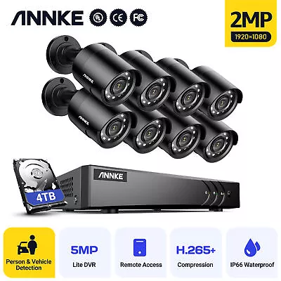 ANNKE 5in1 8CH 3K Lite DVR 1080P TVI CCTV Security Camera System Outdoor H.265+ • $50.99