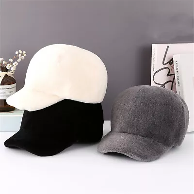 100% Real Sheep Shearing Fur Hat Thicken Winter Warm Baseball Cap For Women • $23.01