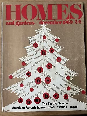 HOMES AND GARDENS Magazine December 1969 VINTAGE ART Christmas ADVERTS 1960's • £14