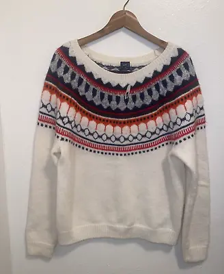 Gap Fair Isle Nordic Sweater Wool Blend Retro Vintage Womens Size XL NWT • $25