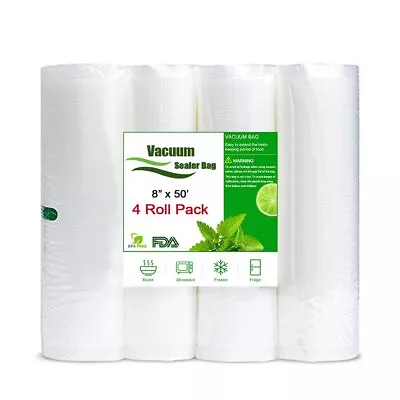 4 Rolls 8 X50' Vacuum Sealer Bags Meat Vegetable Fruit Food Storage Saver 4 Mil • $32.86