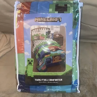 NEW Minecraft Reversible TWIN/FULL Comforter Gaming Kid Adventure • $45